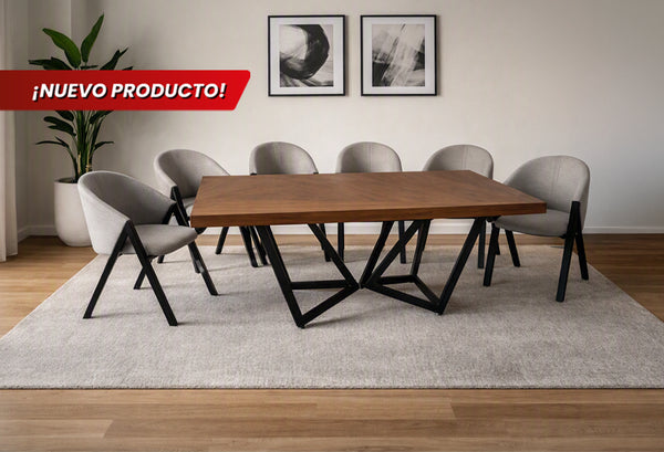 ANTECOMEDOR KALEY 1.80 CON 6 SILLAS MALLORY CAPUCHINO