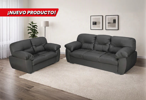 SOFÁ Y LOVE SEAT DALLAS PIEL GRIS   