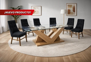ANTECOMEDOR OLAF CON 6 SILLAS ESPARTA BLACK