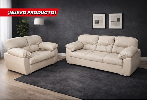 SOFÁ Y LOVE SEAT DALLAS PIEL BEIGE