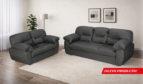 SOFÁ Y LOVE SEAT DALLAS PIEL GRIS   