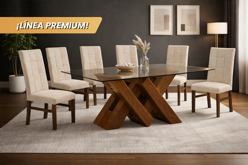 ANTECOMEDOR ELIANA NOGAL CON 6 SILLAS DORIAN