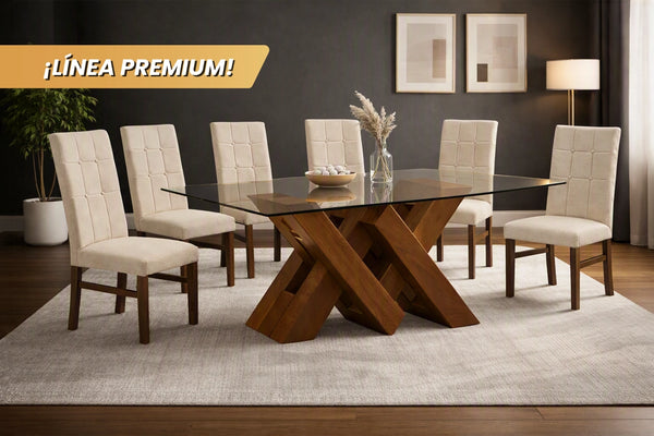 ANTECOMEDOR ELIANA NOGAL CON 6 SILLAS DORIAN