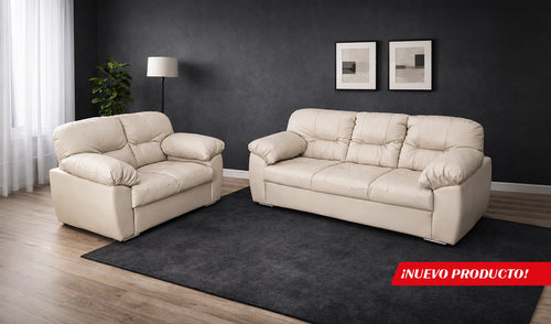 SOFÁ Y LOVE SEAT DALLAS PIEL BEIGE