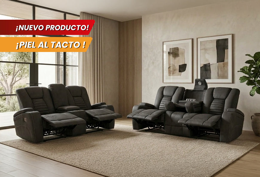 SOFÁ Y LOVE SEAT 70051 CON RECLINABLES Y LUZ