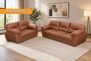SOFÁ Y LOVE SEAT MILÁN PIEL TERRACOTA