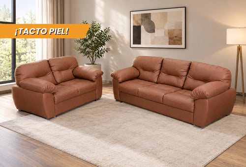 SOFÁ Y LOVE SEAT MILÁN PIEL TERRACOTA