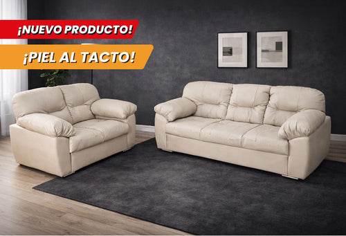 SOFÁ Y LOVE SEAT DALLAS PIEL BEIGE