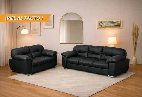 SOFÁ Y LOVE SEAT MILÁN PIEL NEGRA
