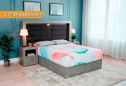 CABECERA Y DOS BURÓS MÓNACO GRIS