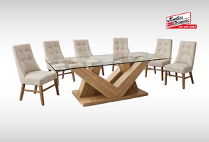 ANTECOMEDOR OLAF CON 6 SILLAS ESPARTA MAGIT BEIGE