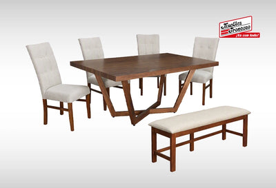 ANTECOMEDOR IVANA CON 6  SILLAS Y BANCA DORIAN MAGIT BEIGE