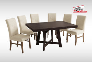 ANTECOMEDOR VIENA AMARANTO CON 6 SILLAS RUSSEL LATTE