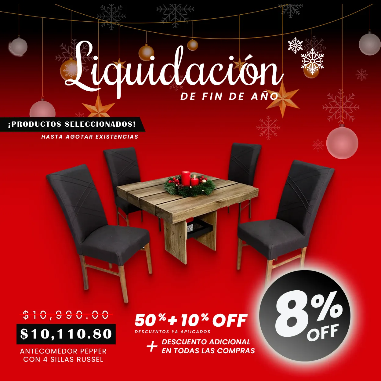 ANTECOMEDOR PEPPER JR CON 4 SILLAS RUSSEL CHARCOAL