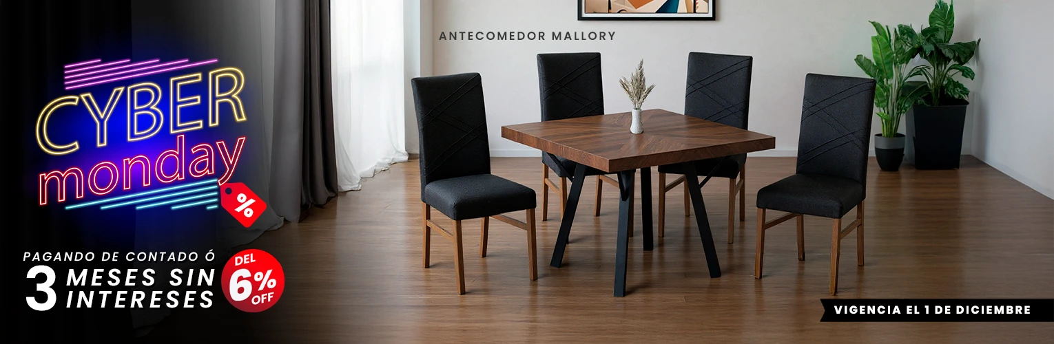 ANTECOMEDOR MALLORY JR CON 4 SILLAS RUSSEL CHARCOAL