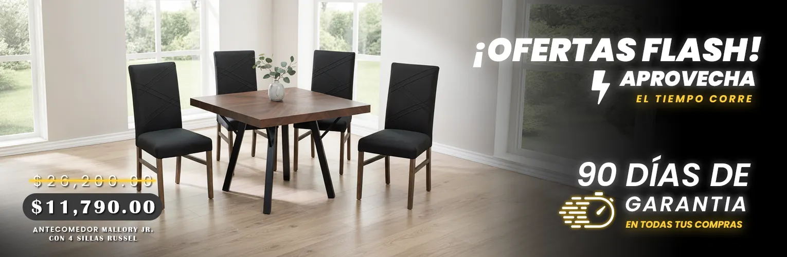 ANTECOMEDOR MALLORY JR CON 4 SILLAS RUSSEL CHARCOAL