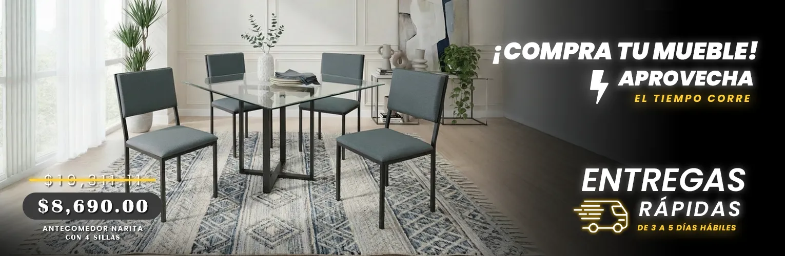 ANTECOMEDOR NARITA CON 4 SILLAS ANTECOMEDOR NARITA CON 4 SILLAS