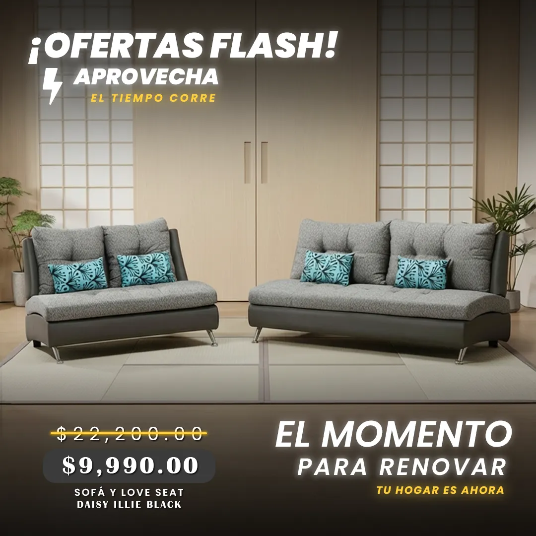 SALA DAISY ILLIE BLACK SOFÁ Y LOVE SEAT SALA DAISY ILLIE BLACK SOFÁ Y LOVE SEAT