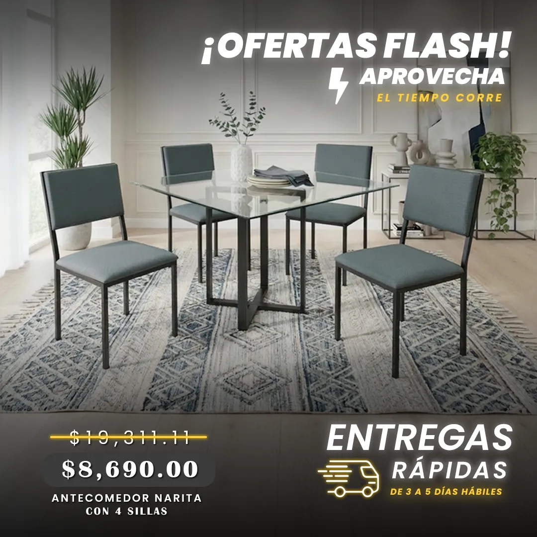 ANTECOMEDOR NARITA CON 4 SILLAS ANTECOMEDOR NARITA CON 4 SILLAS