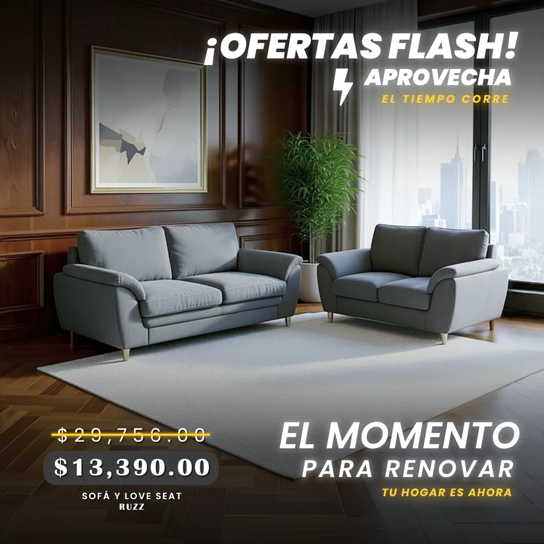 SALA RUZZ LINDA OXFORD LOVE SEAT Y SOFÁ