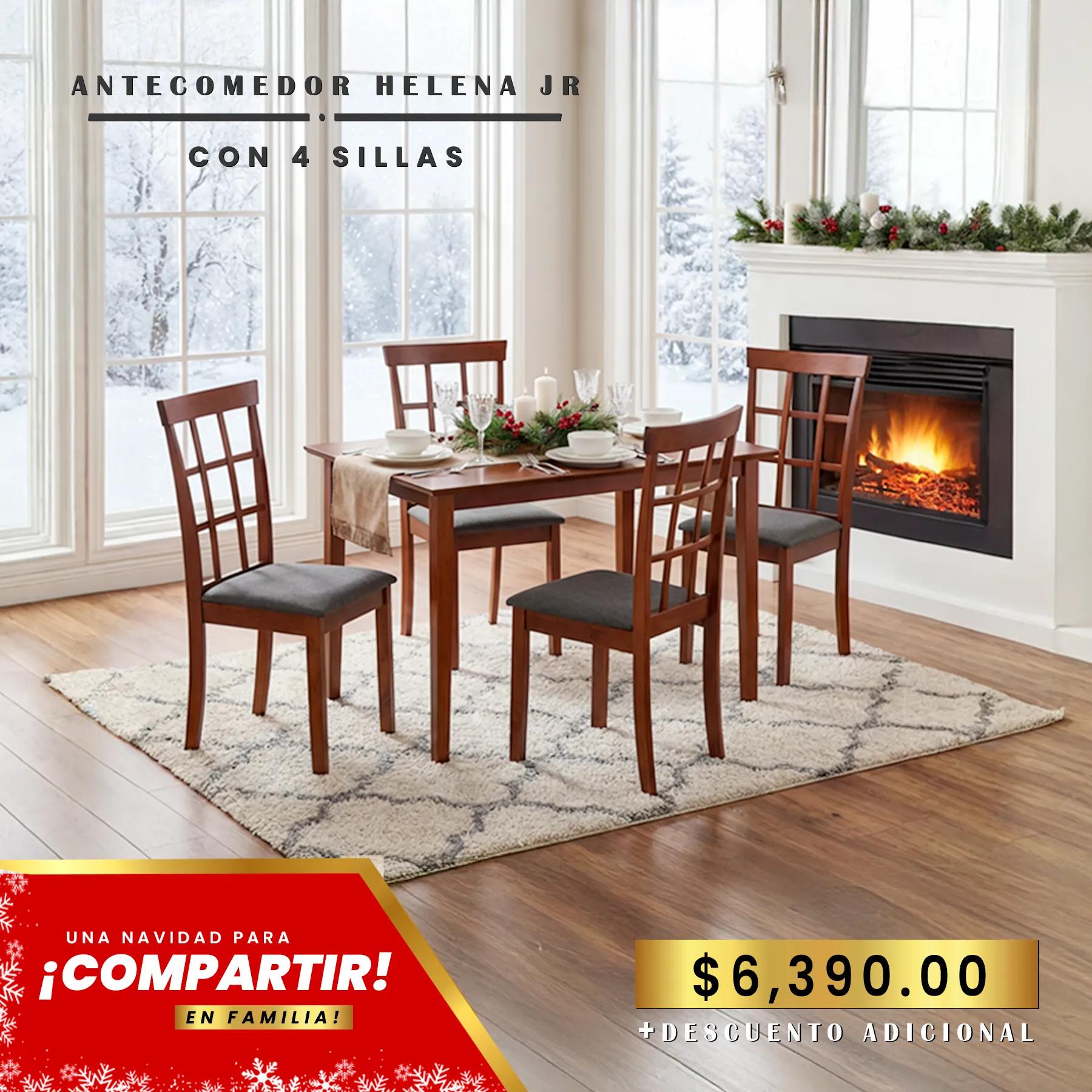ANTECOMEDOR HELENA JR CAPUCHINO CON 4 SILLAS