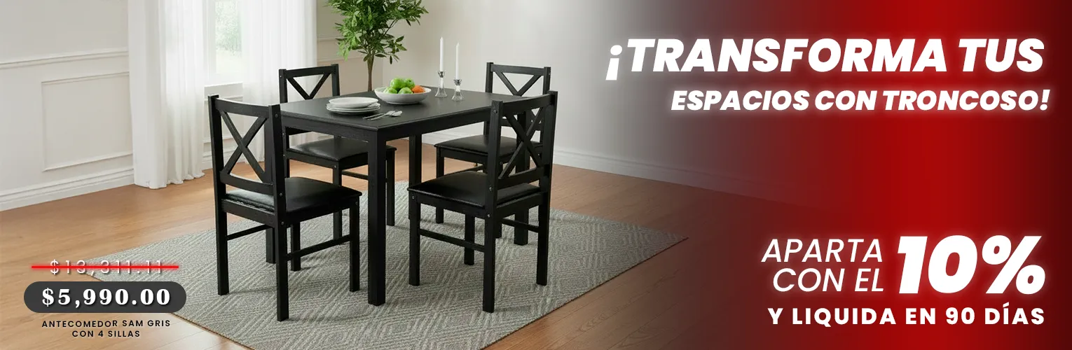 ANTECOMEDOR SAM GRIS CON 4 SILLAS