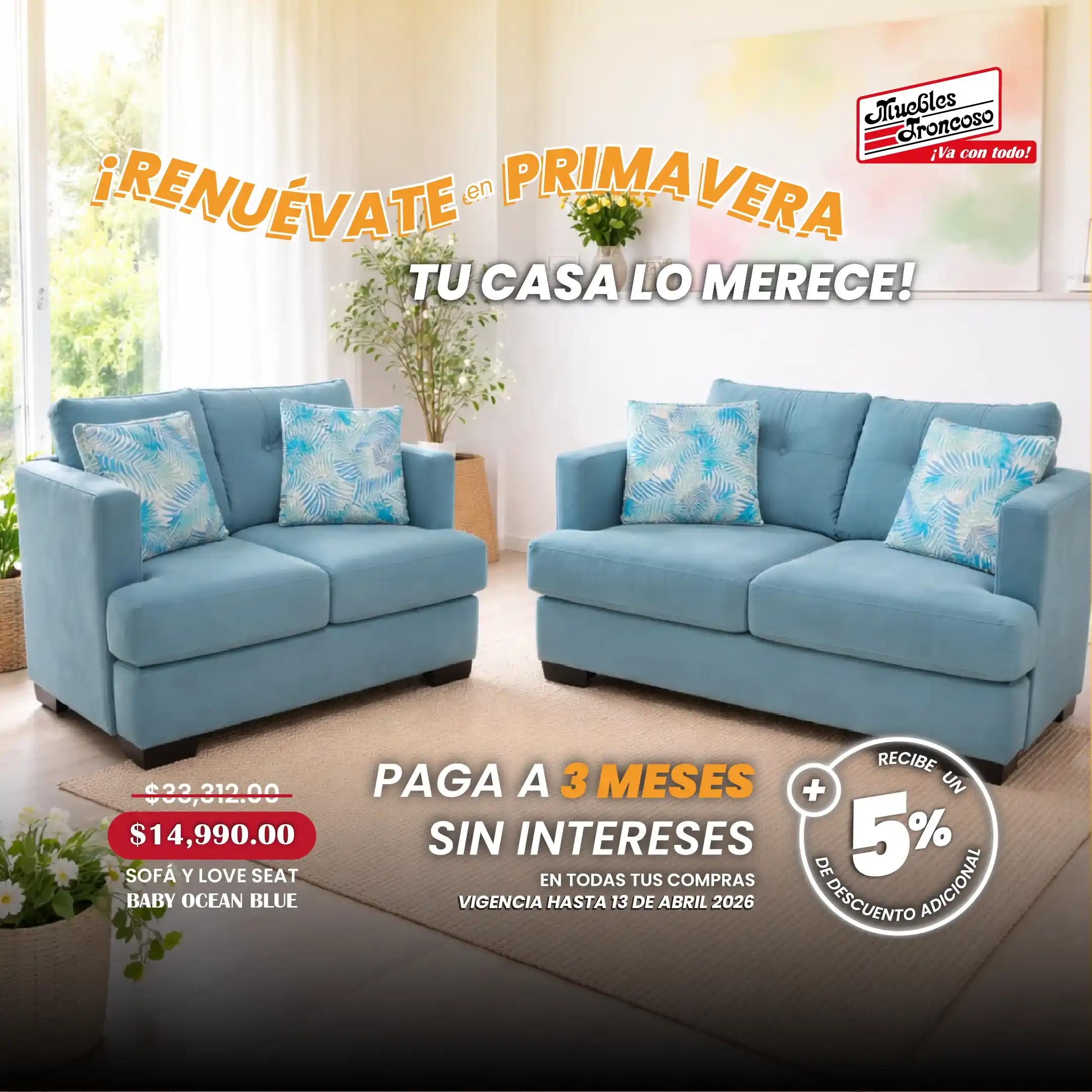 SOFÁ Y LOVE SEAT BABY OCEAN BLUE