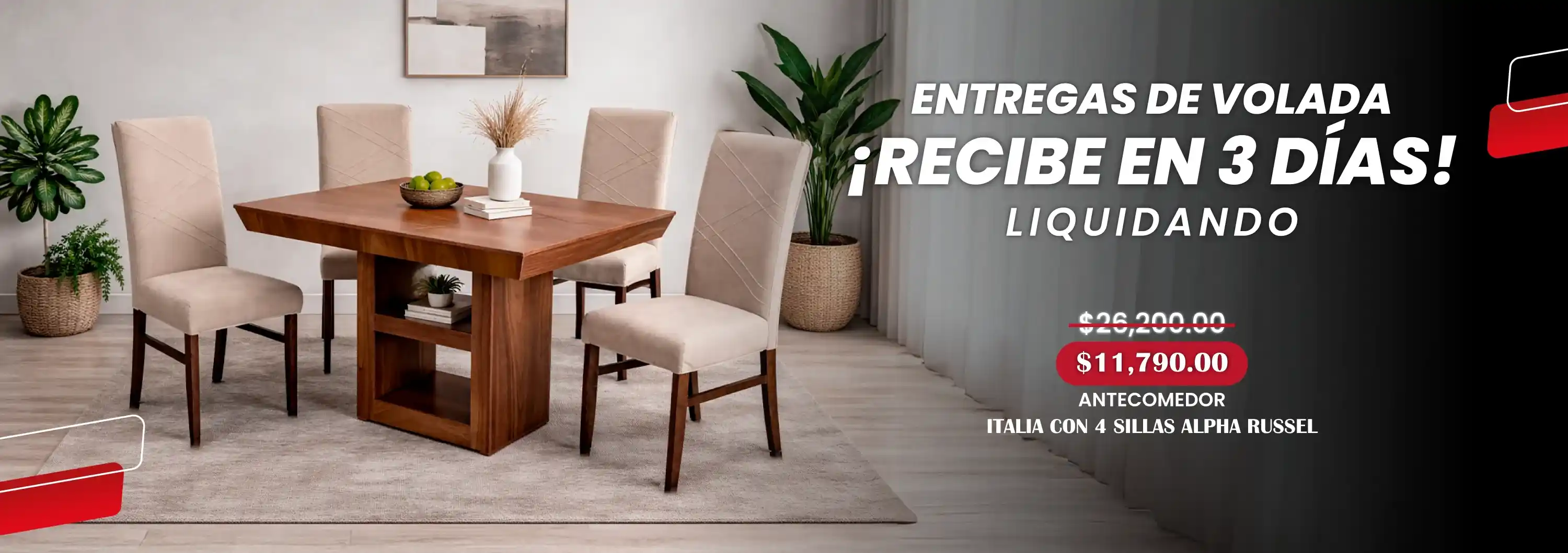 ANTECOMEDOR ITALIA CON 4 SILLAS ALPHA RUSSEL LATTE