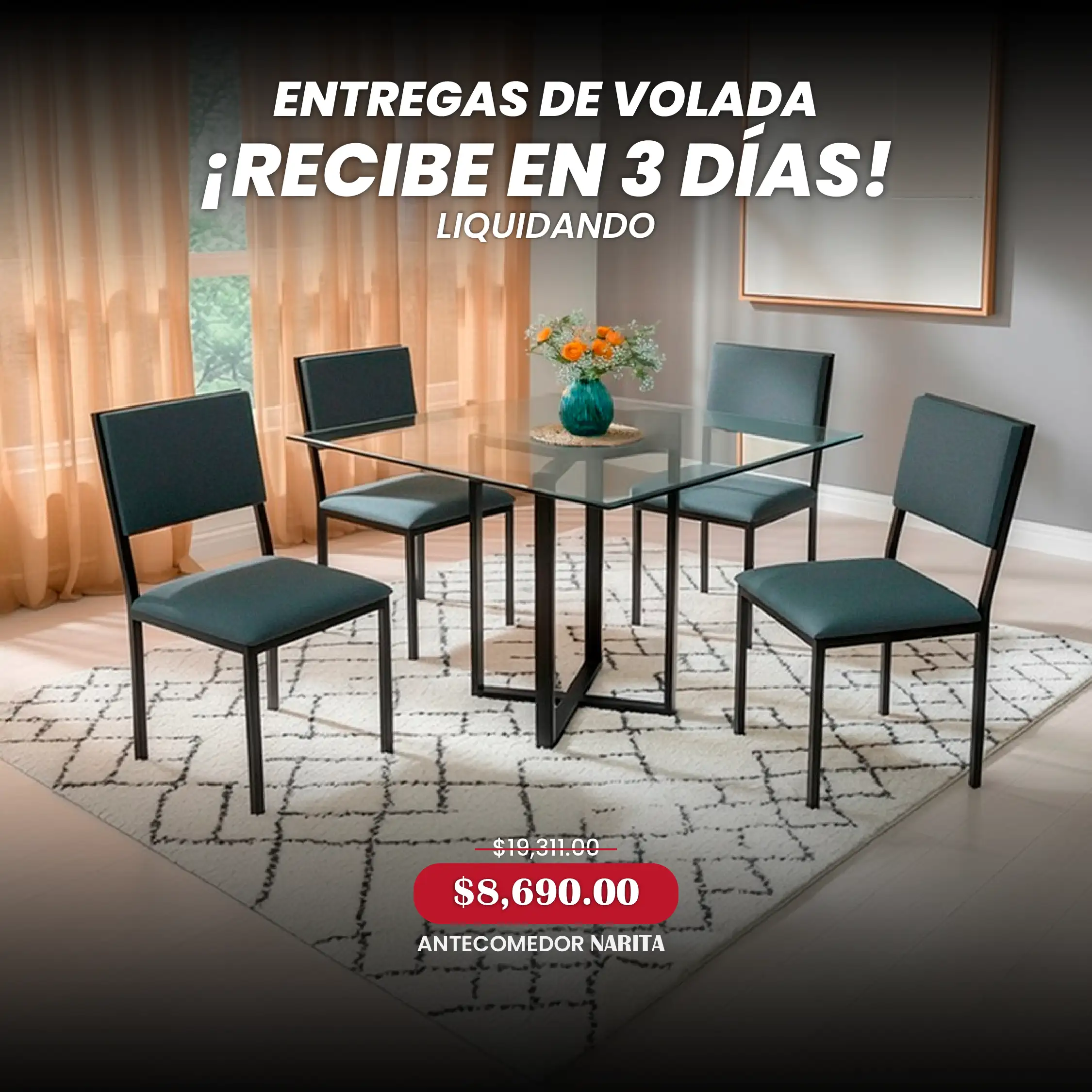 ANTECOMEDOR NARITA CON 4 SILLAS