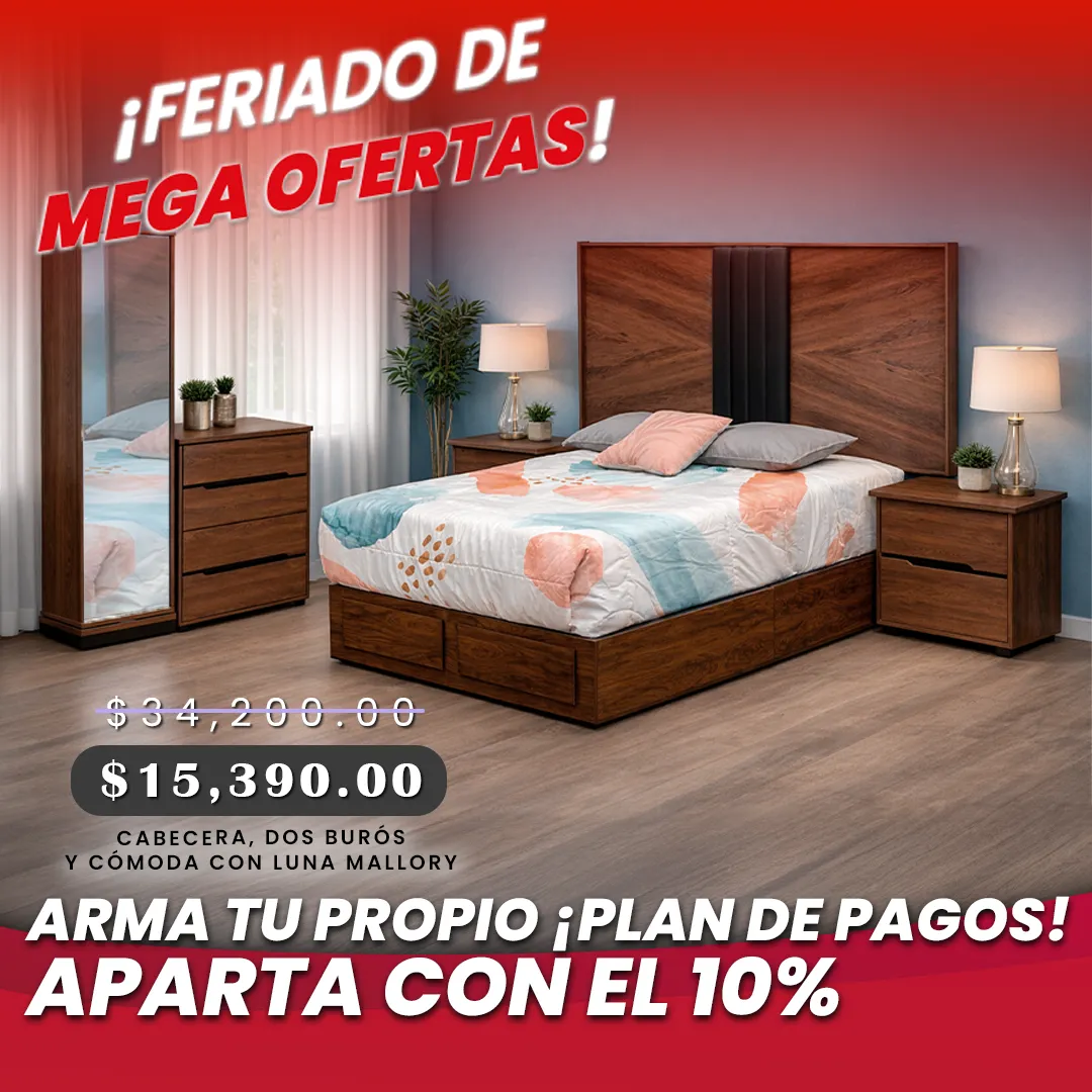 CABECERA, DOS BURÓS Y CÓMODA CON LUNA MALLORY CABECERA, DOS BURÓS Y CÓMODA CON LUNA MALLORY