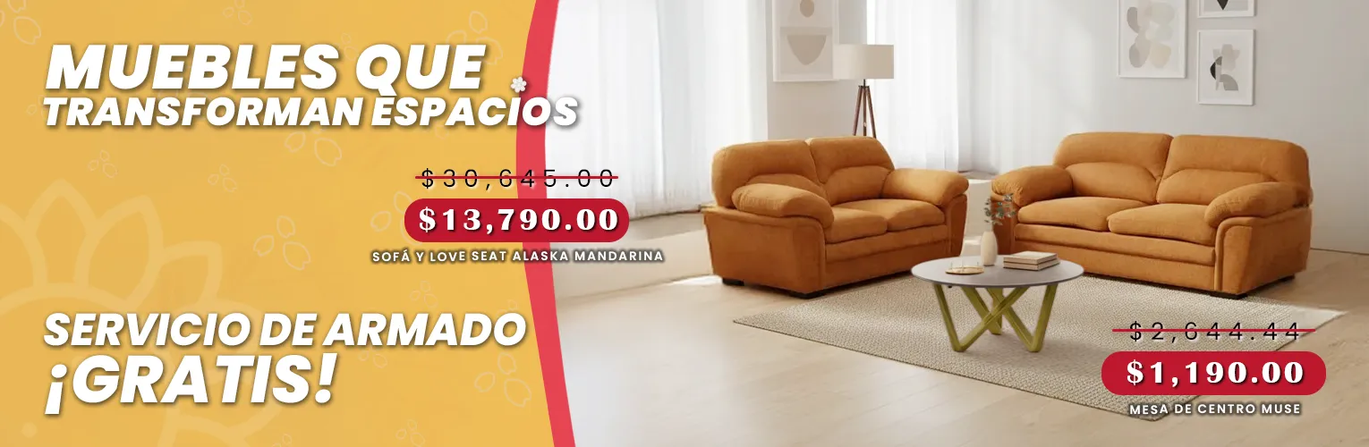 SOFÁ Y LOVE SEAT ALASKA MANDARINA