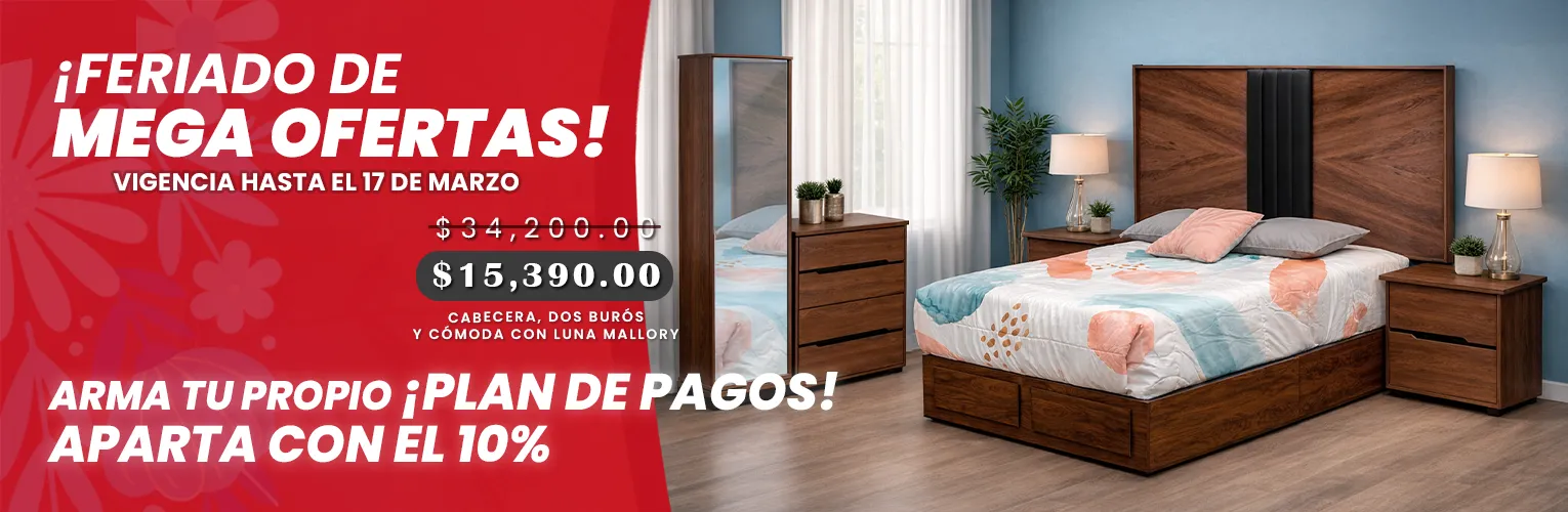 CABECERA, DOS BURÓS Y CÓMODA CON LUNA MALLORY