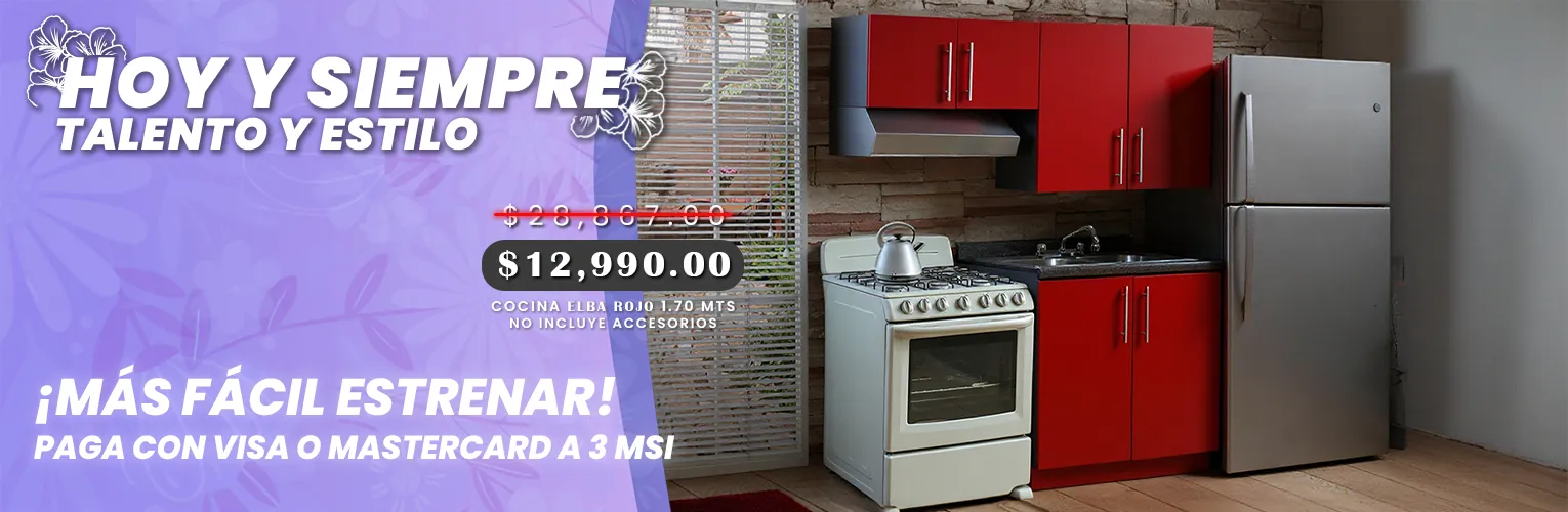 COCINA ELBA ROJO BRILLO 1.70 MTS COCINA ELBA ROJO BRILLO 1.70 MTS