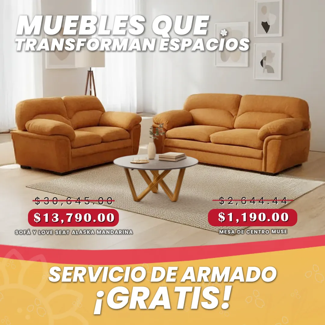 SOFÁ Y LOVE SEAT ALASKA MANDARINA
