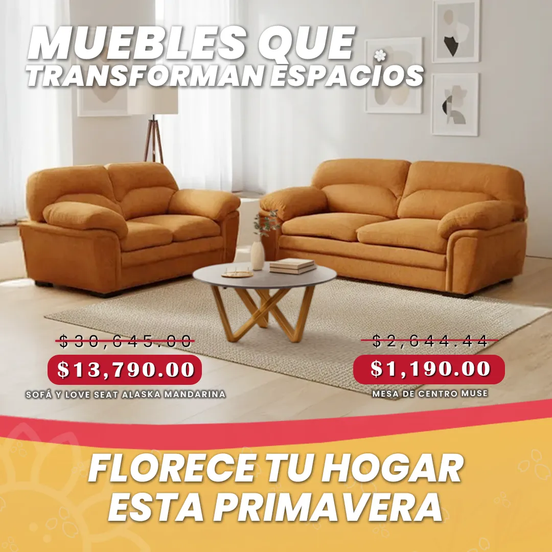 SOFÁ Y LOVE SEAT ALASKA MANDARINA SOFÁ Y LOVE SEAT ALASKA MANDARINA