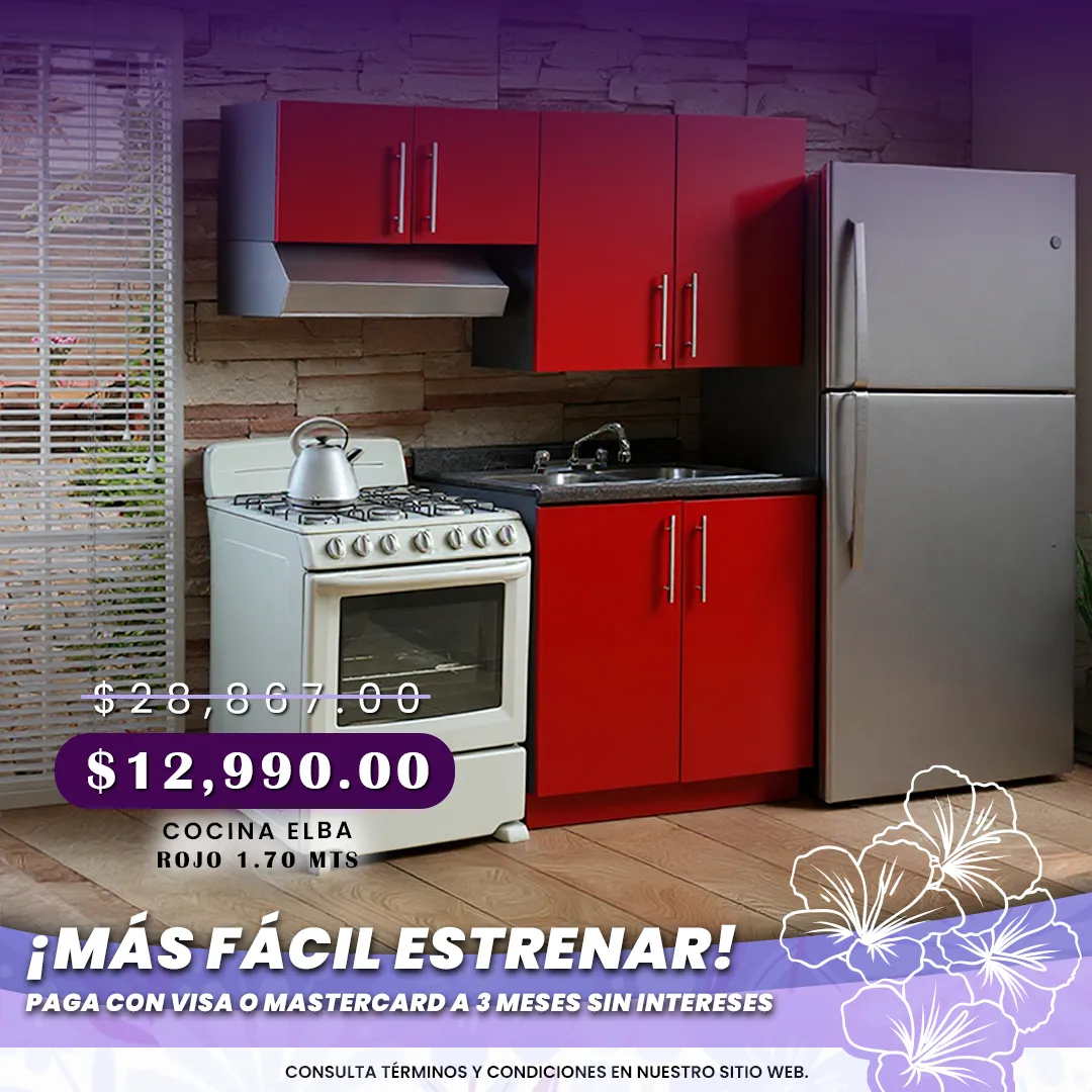 COCINA ELBA ROJO BRILLO 1.70 MTS COCINA ELBA ROJO BRILLO 1.70 MTS
