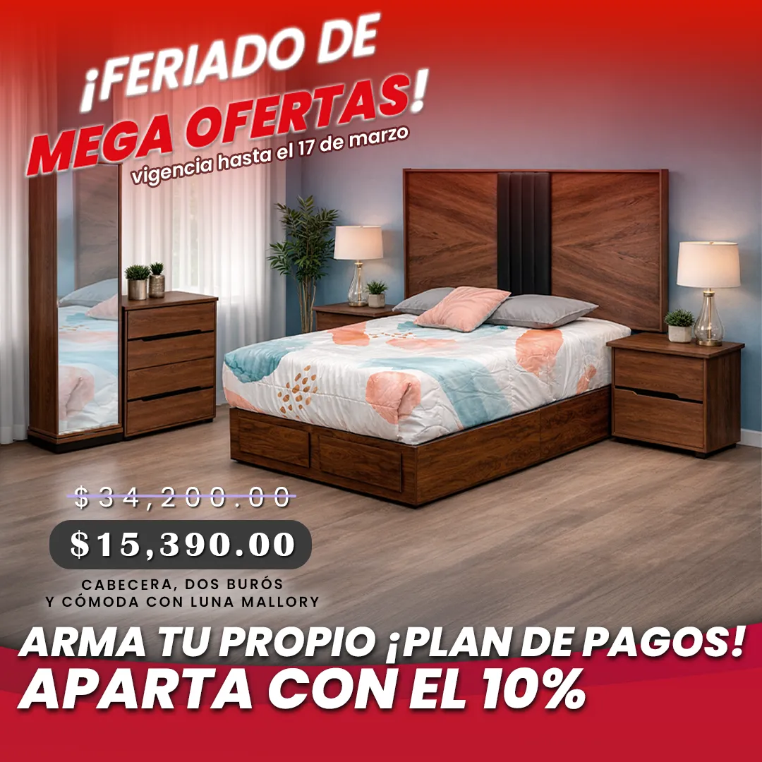 CABECERA, DOS BURÓS Y CÓMODA CON LUNA MALLORY CABECERA, DOS BURÓS Y CÓMODA CON LUNA MALLORY