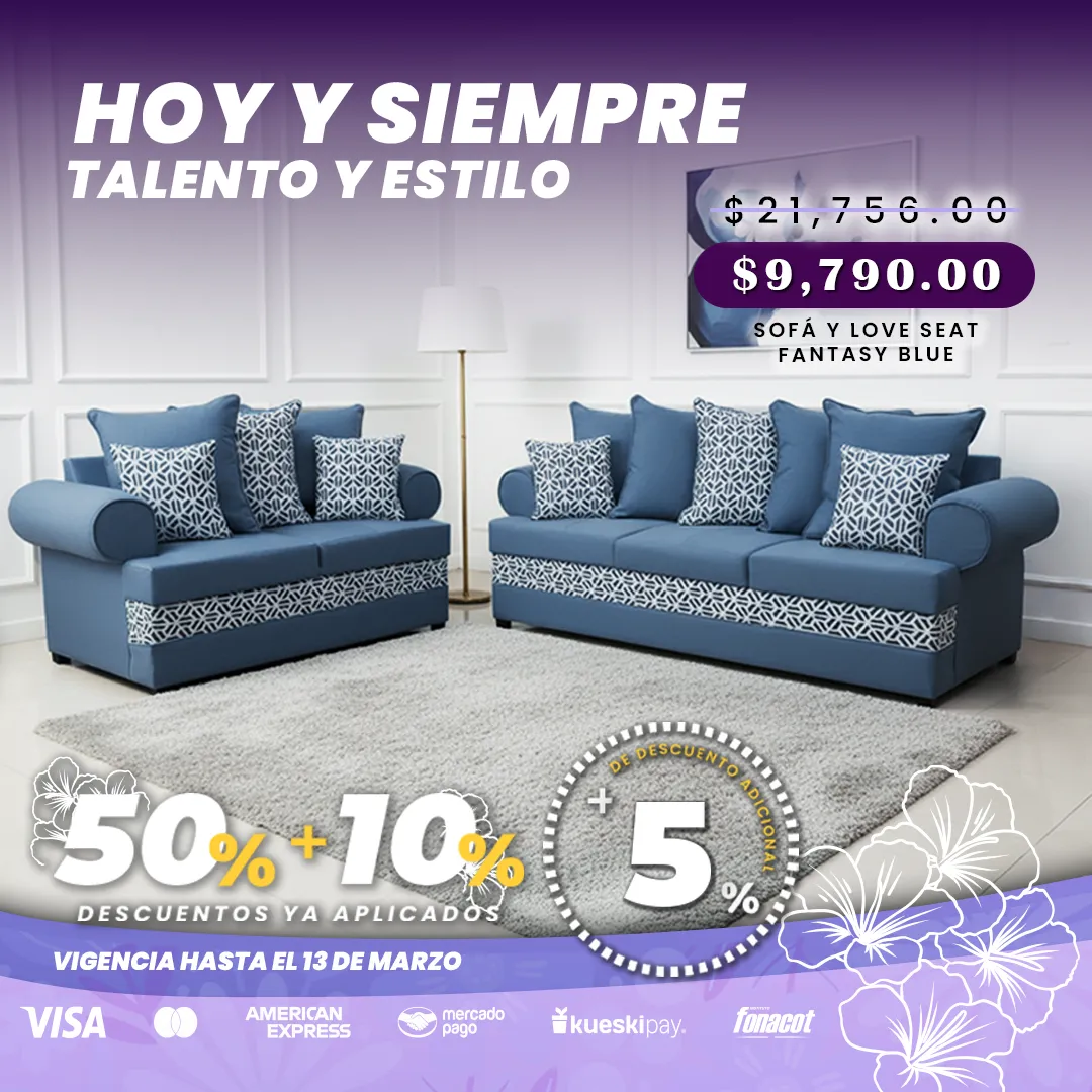 SOFÁ Y LOVE SEAT FANTASY BLUE
