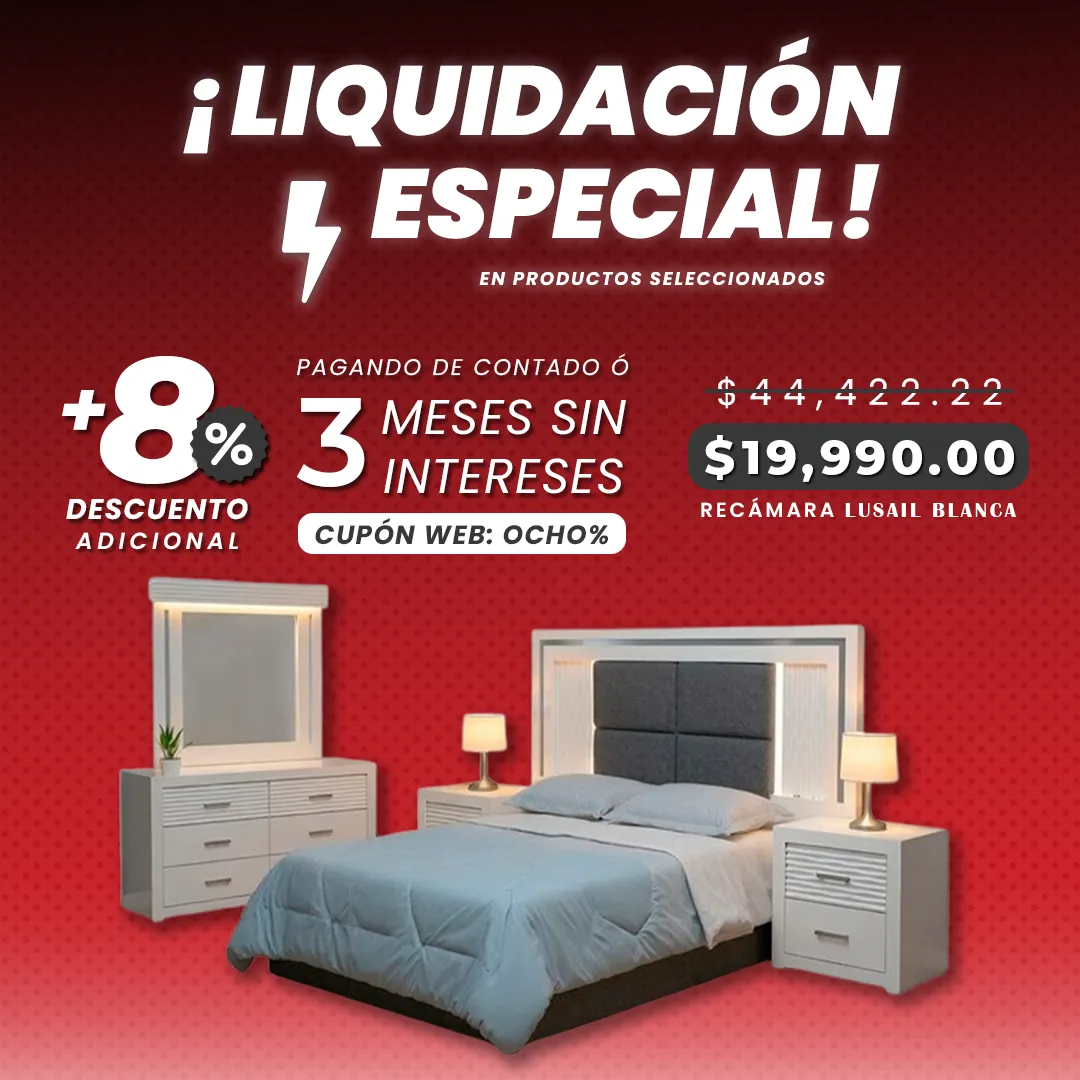 CABECERA, DOS BURÓS Y CÓMODA CON LUNA LUSAIL BLANCA